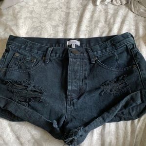 Black high rise jean shorts